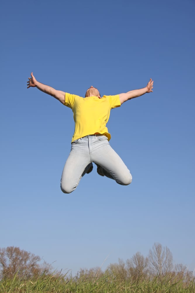 Guy jumping freely