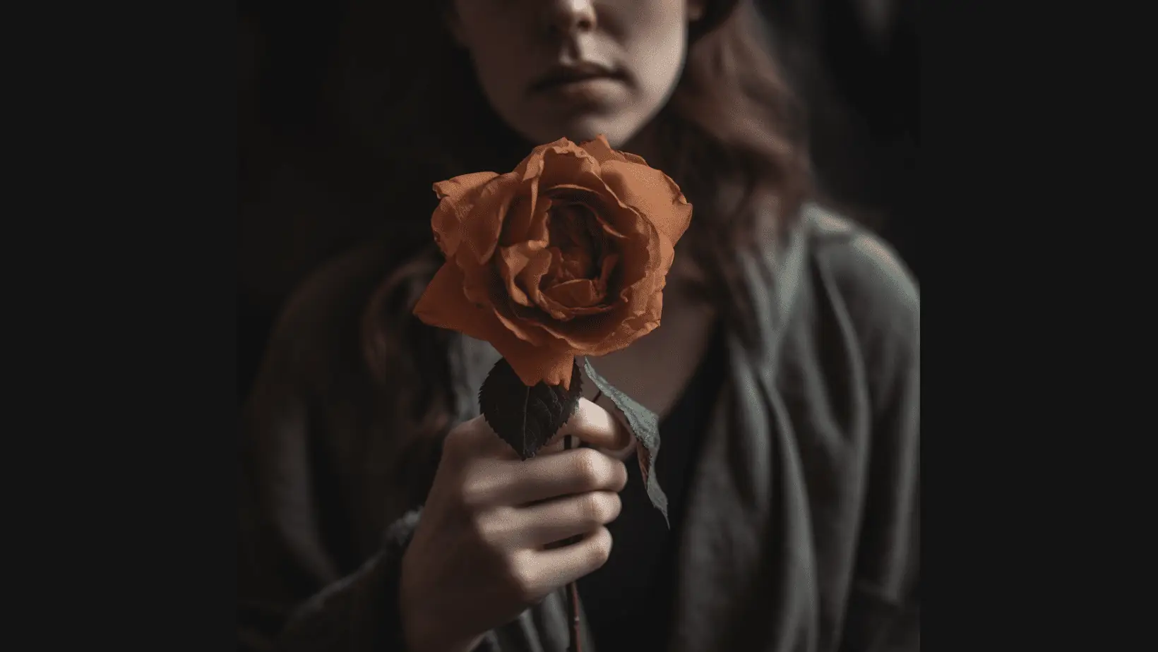 Wilting Rose In Woman's Hand