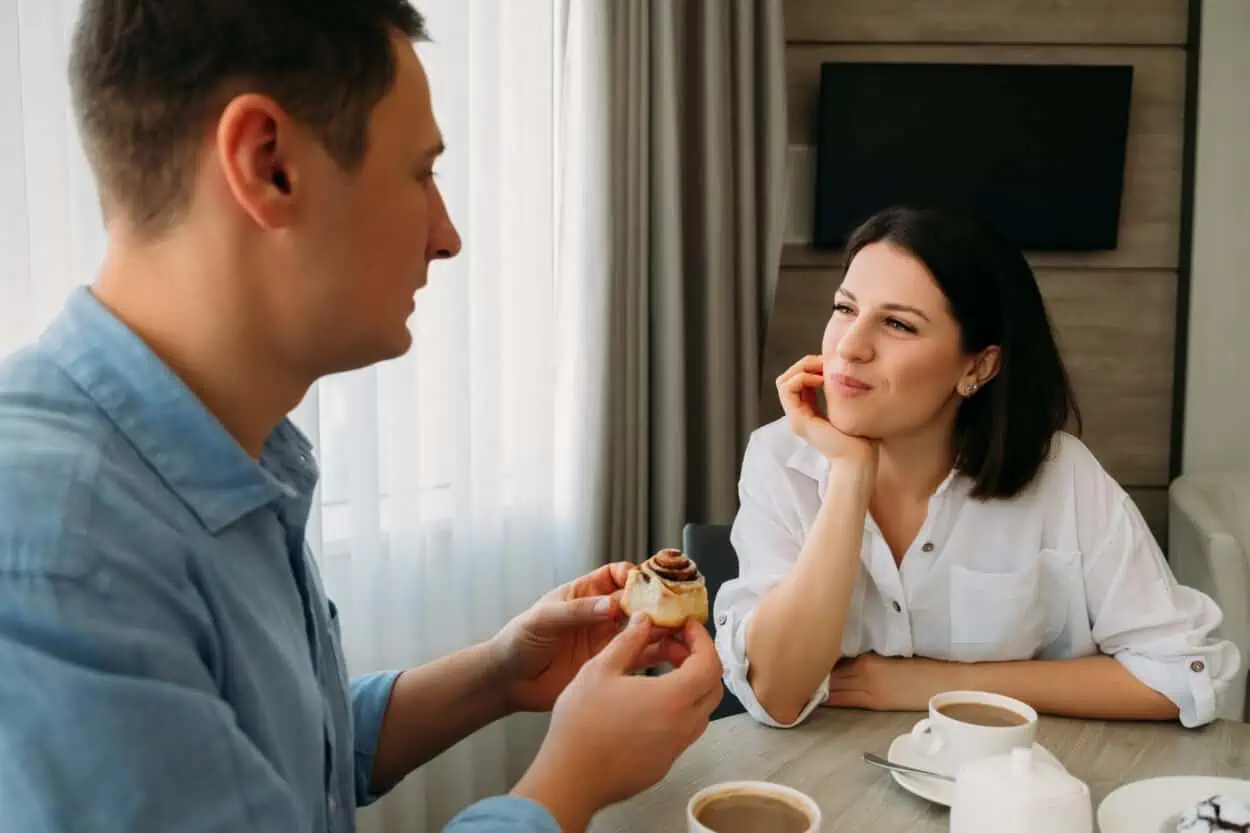 Couple talking on a date