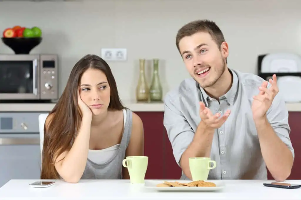 Woman Annoyed With Boyfriend Talking