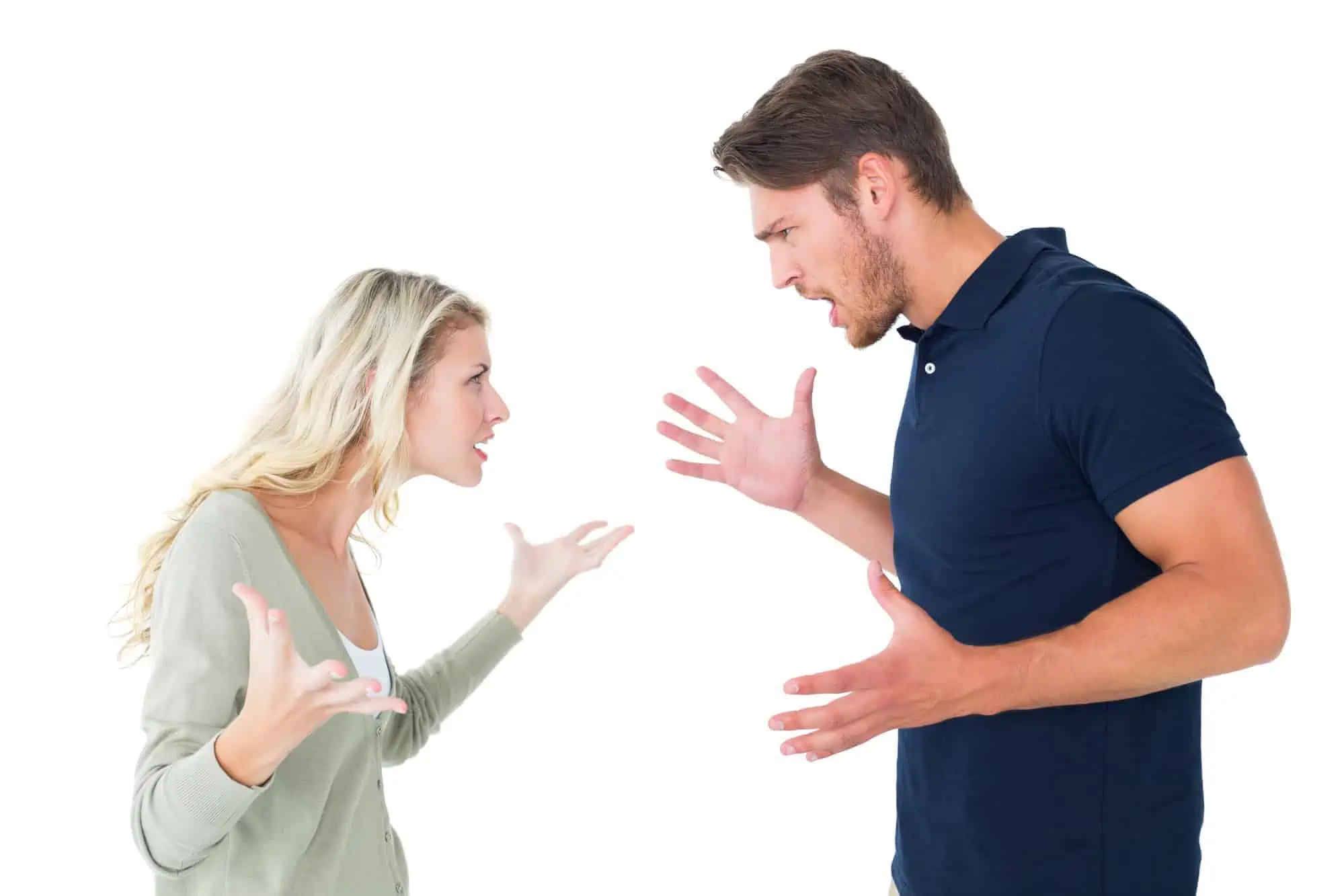A man standing next to a woman who is screaming