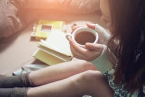 Woman having coffee in the morning