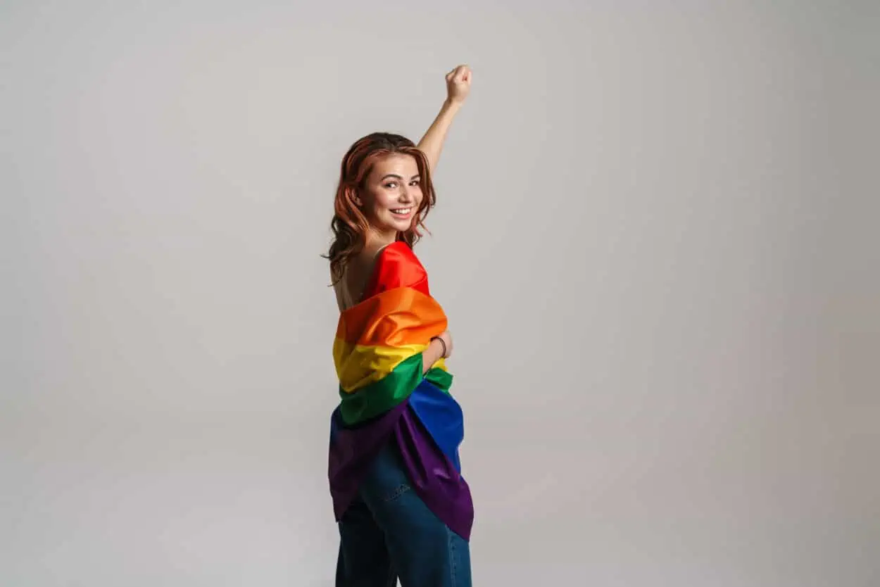 Woman wearing rainbow colors